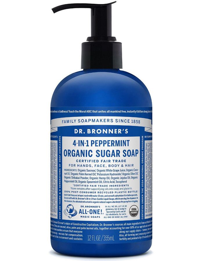 Dr Bronners 4 in 1 Organic Sugar Soap Peppermint 355ml