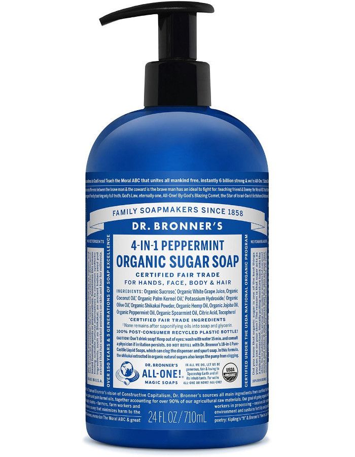 Dr Bronners 4 in 1 Organic Sugar Soap Peppermint 710ml