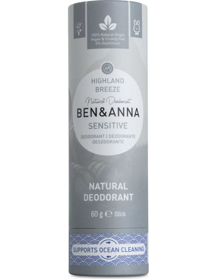 Ben en Anna Natuurlijke Deodorant Sensitive Highland Breeze Recyclebare Verpakking 60gr