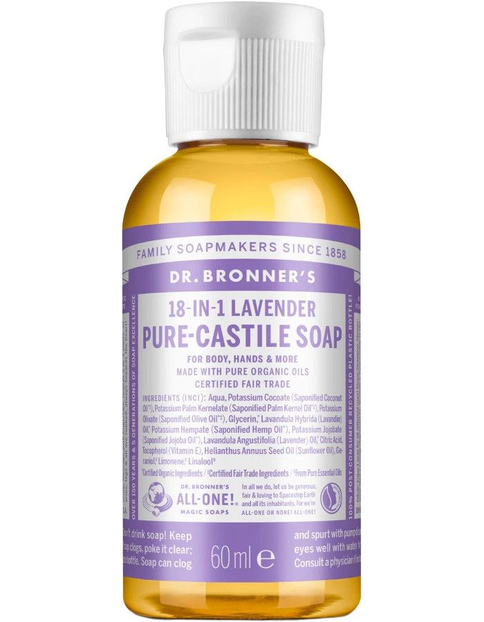 Dr Bronners All In One Liquid Soap Lavendel 60ml 018787242858 snel, veilig en gemakkelijk online kopen bij Beauty4skin.nl