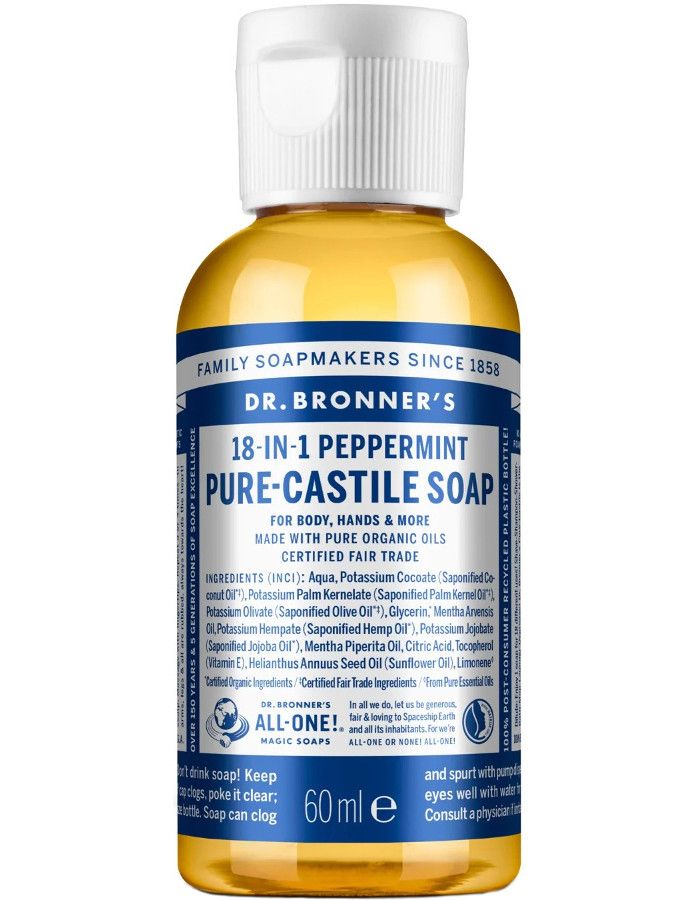 Dr Bronners All In One Liquid Soap Peppermint 60ml 018787243206 snel, veilig en gemakkelijk online kopen bij Beauty4skin.nl