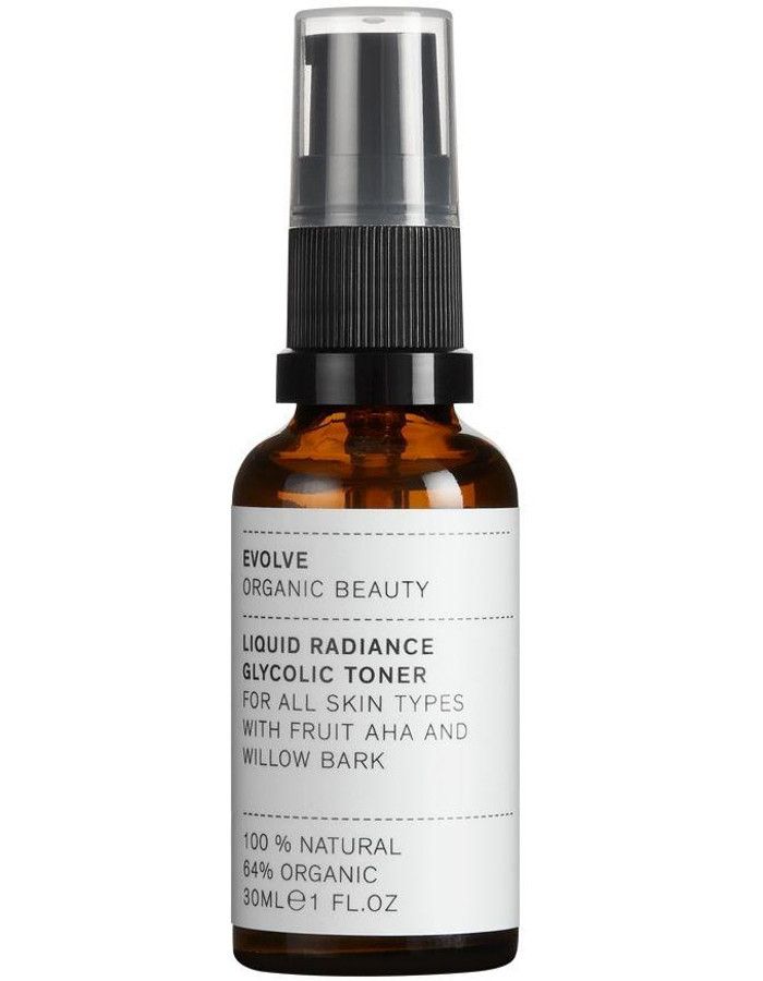 Evolve Organic Beauty Liquid Radiance Glycolic Toner Trial Size 30ml 5060200047699 snel, veilig en gemakkelijk online kopen bij Beauty4skin.nl