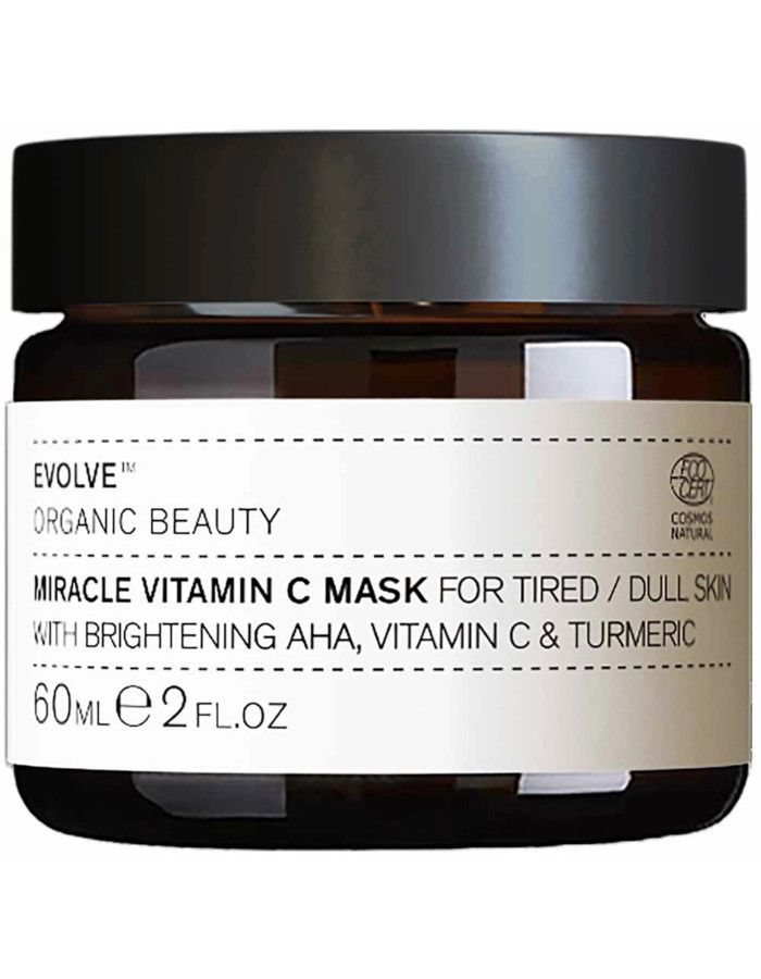 Evolve Organic Beauty Miracle Vitamin C Mask geeft een vermoeide en doffe huid een gladdere, helderdere huid in slechts 3 minuten.