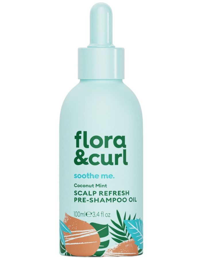 Flora & Curl Coconut Mint Pre-Shampoo Oil hydrateert en verzorgt niet alleen een droge, doffe en schilferige hoofdhuid, maar smelt ook hardnekkige productresten, vuil en schilfers weg.