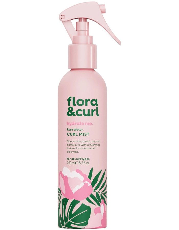 Flora & Curl Rose Water Curl Mist is een lichtgewicht haarmist die je krulpatroon reactiveren en de wasdag uitstellen.