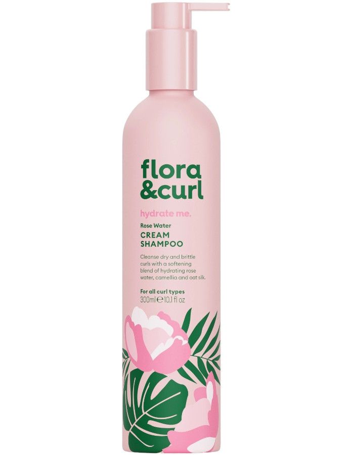 Flora & Curl Rose Water Cream Shampoo is ontwikkeld om droge lokken te hydrateren en te verzorgen met een mix van superhydraterende plantaardige ingrediënten.