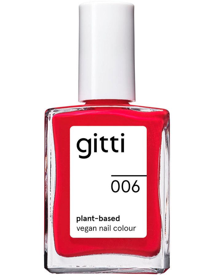 Gitti Plant Based Nail Color 006 Berry Lemonade heeft een levendig rode tint met roze ondertonen