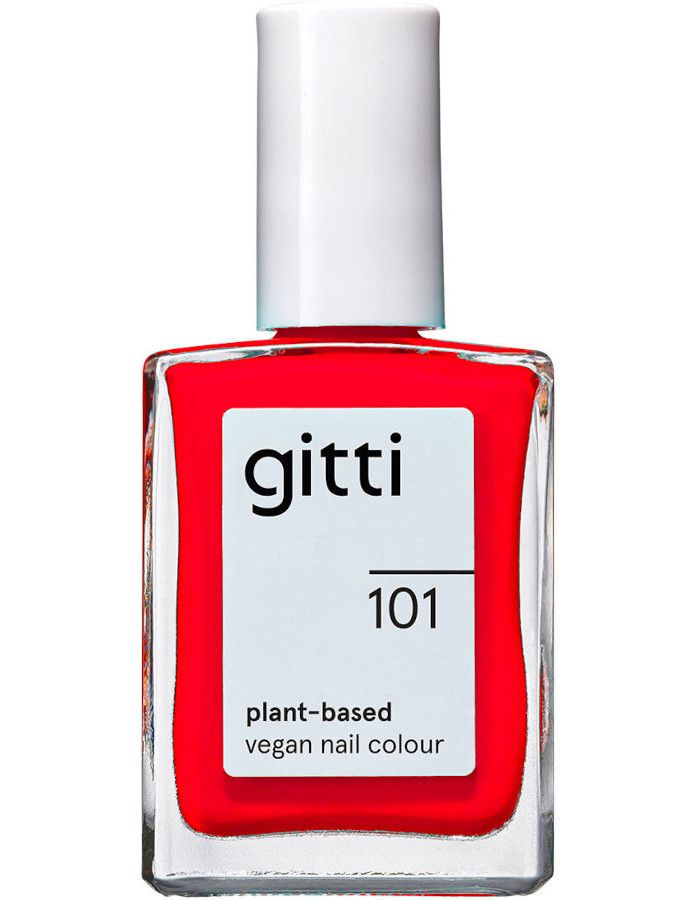 Gitti Plant Based Nail Color 101 Fiery Red heeft een levendige, intense roodtint