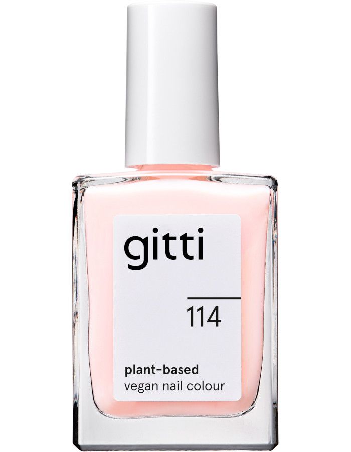 Gitti Plant Based Nail Color 114 Pink Sheen is een lichte, semi-transparante nagellak voor natuurlijk ogende nagels