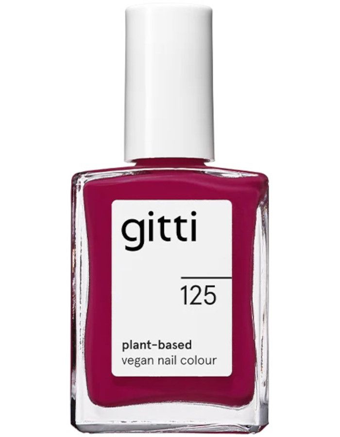 Gitti Plant Based Nail Color 125 Magenta Red heeft een levendige bessenrode kleur met een vleugje violet