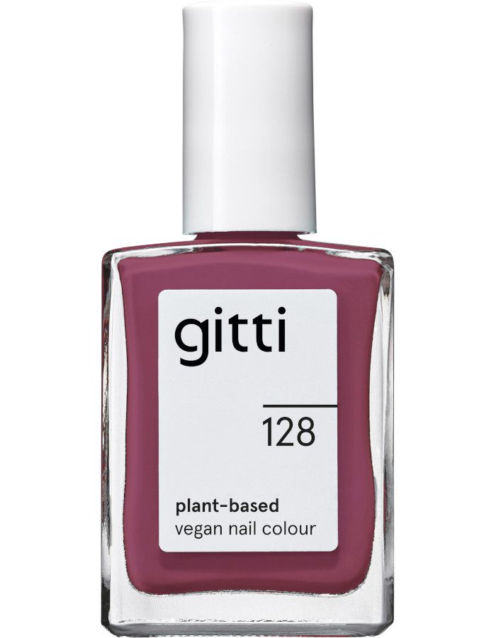 Gitti Plant Based Nail Color 128 Mellow Mauve heeft een donker, pastel, paarse tint