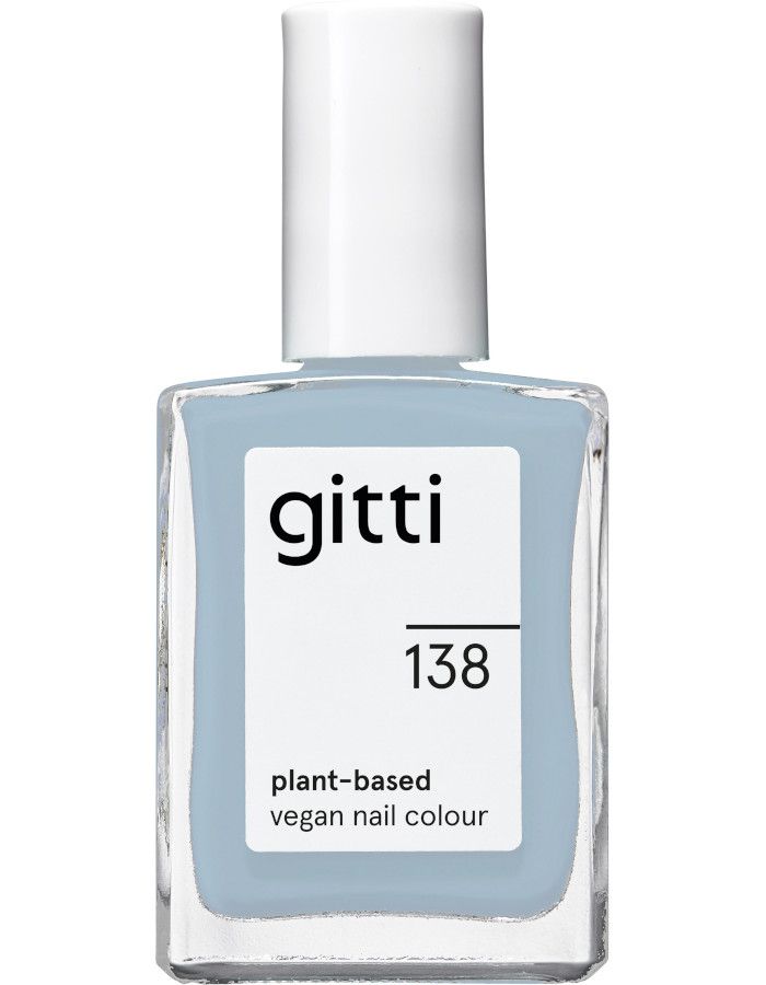 Gitti Plant Based Nail Color 138 Denim Blue heeft een delicate en subtiele lichtblauwe kleur