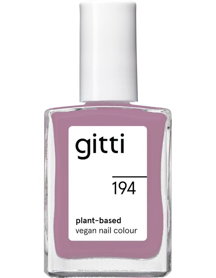 Gitti Plant Based Nail Color 194 Lilac Pleasure heeft een sensuele, zachte mauvekleur met blauwe ondertonen