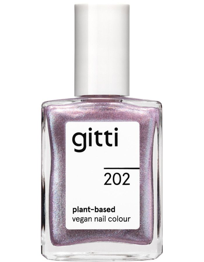 Gitti Plant Based Nail Color 202 Mauve heeft een lichte, iriserende lavendelkleur