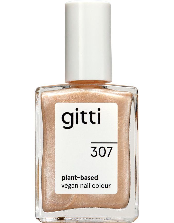 Gitti Plant Based Nail Color 307 Tiny Dancer Cream heeft stijlvolle metallic crèmekleur met een roségouden tintje