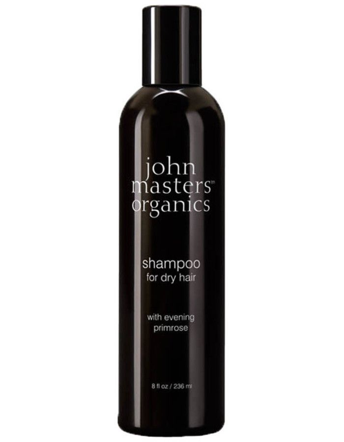 John Masters Organics Evening Primrose Shampoo For Dry Hair verhoogt het vochtgehalte van het haar en kalmeert de haarlokken van de wortels tot aan de punten, waardoor glans wordt hersteld.