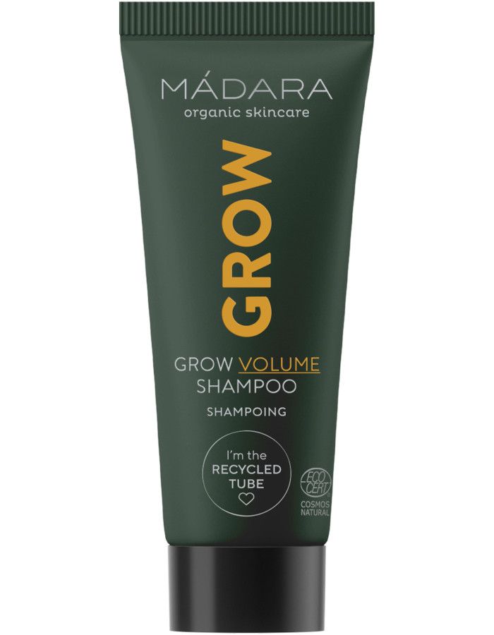 Mádara Grow Volume Shampoo Trial Size die de haarfollikels activeert en om haaruitval te voorkomen.
