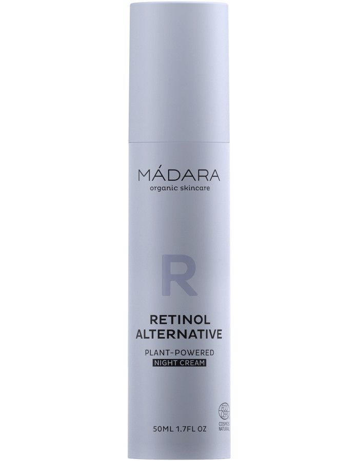 Mádara Retinol Alternative Plant Powered Night Cream ondersteunt de natuurlijke productie van collageen en elastine tijdens de nacht