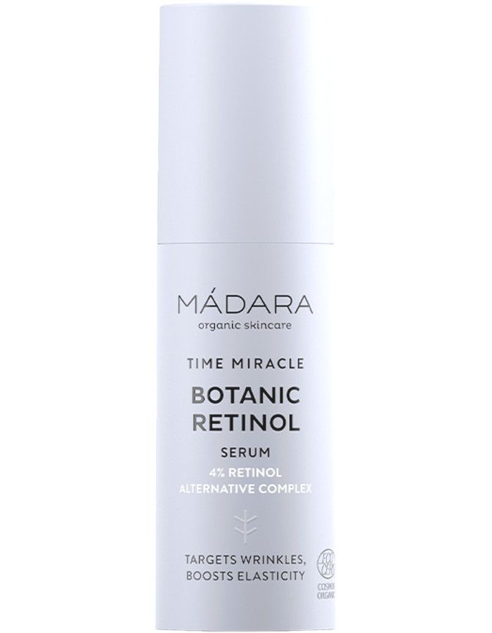 Mádara Time Miracle Botanic Retinol Serum is een innovatief serum met 4% plantaardig retinolcomplex dat effectief werkt tegen tekenen van veroudering zonder irritatie en droogheid.