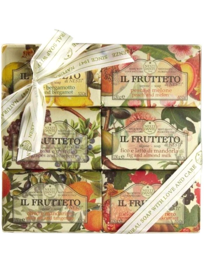 Nesti Dante Natural Soap Il Frutteto Gift Set 6-delig is perfect voor diegene die kennis willen maken met de heerlijk geurende, biologische zepen van Nesti Dante.