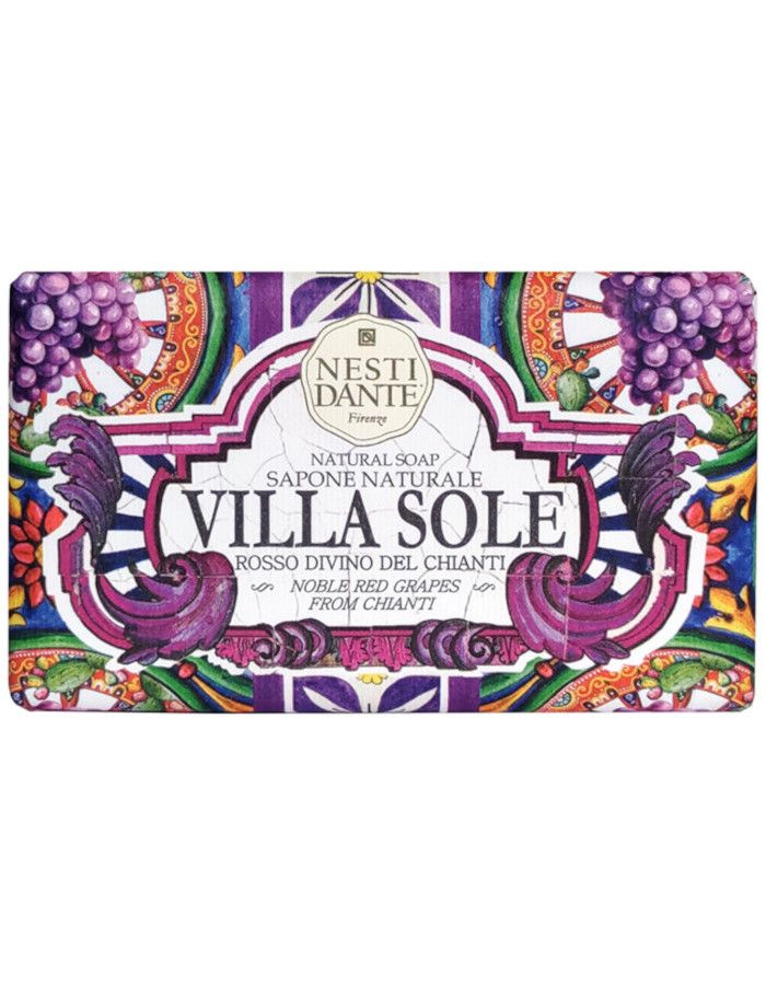 Nesti Dante Natural Soap Villa Sole Rosso Divino is een biologische zeep die het fruitige, zijdeachtige aroma van majestueuze Toscaanse rode wijnen oproept.
