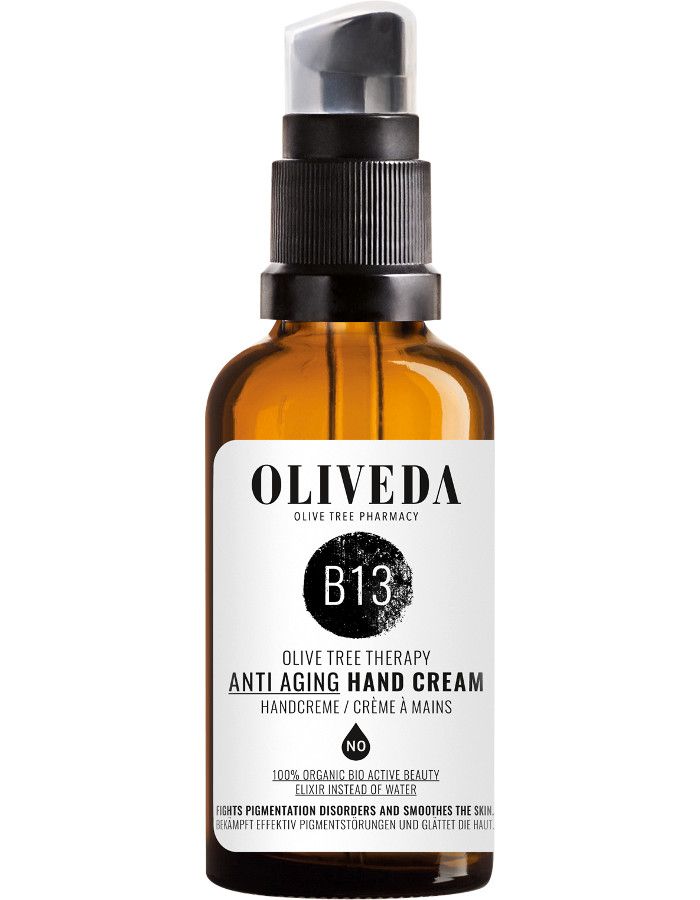 Oliveda B13 Anti-Aging Hand Cream is speciaal ontwikkeld om het verouderingsproces van de handen tegen te gaan en biedt intensieve hydratatie zonder vettig aan te voelen.