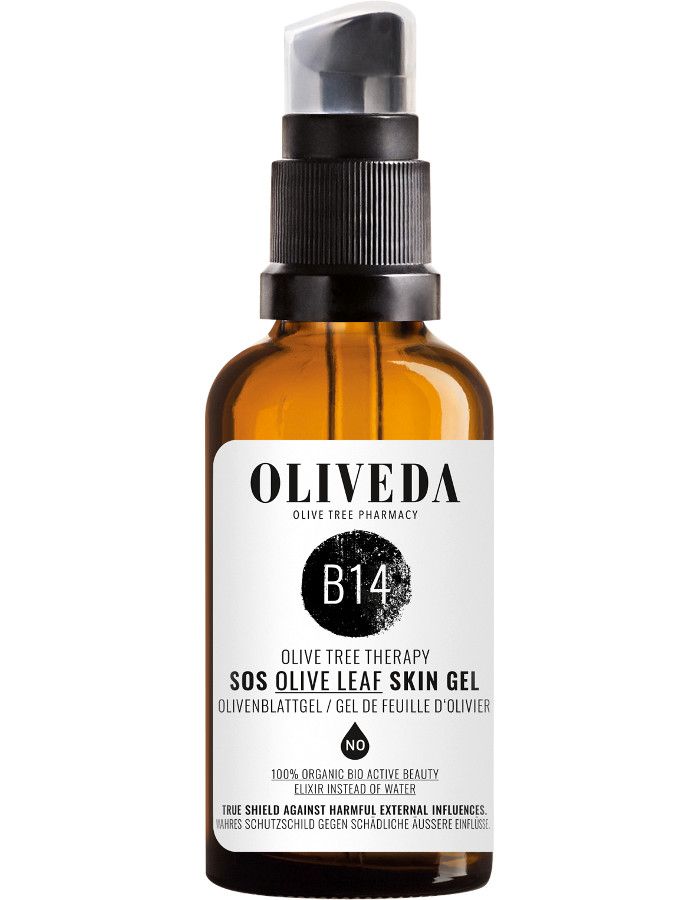 Oliveda B14 SOS Protection Olive Leaf Skin Gel is een veelzijdig product voor diverse huidaandoeningen zoals vlekken, littekens, eczeem en zonnebrand.