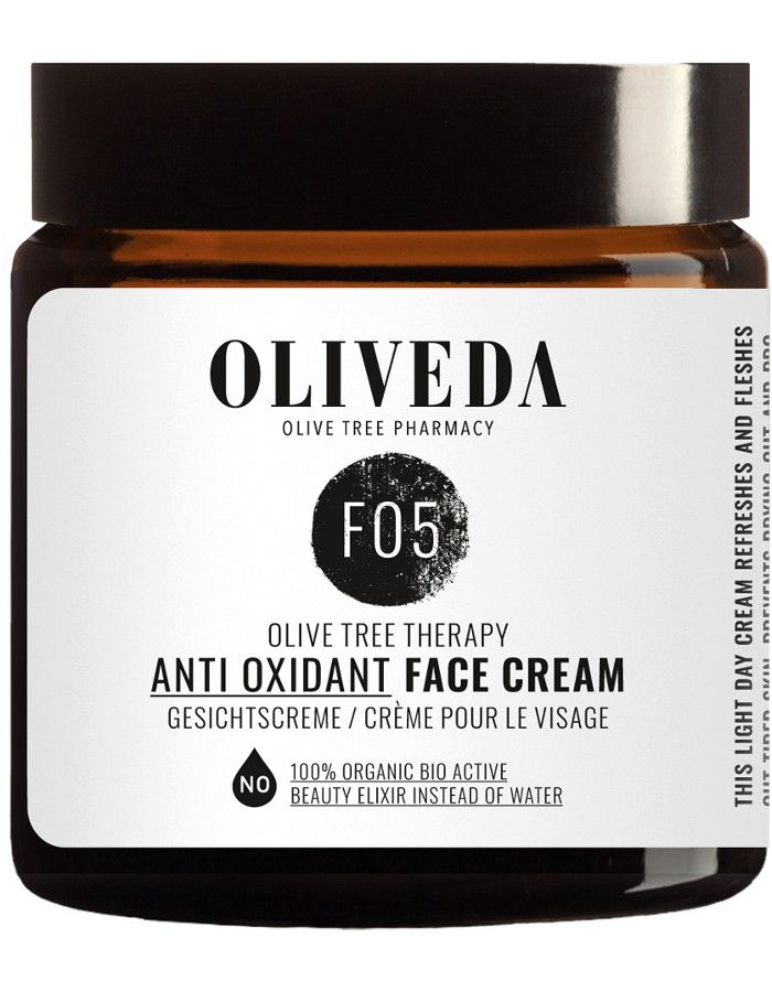Oliveda F05 Anti Oxidant Face Cream weet een vermoeide huid in een mum van tijd op te peppen en beschermt haar tegen uitdroging