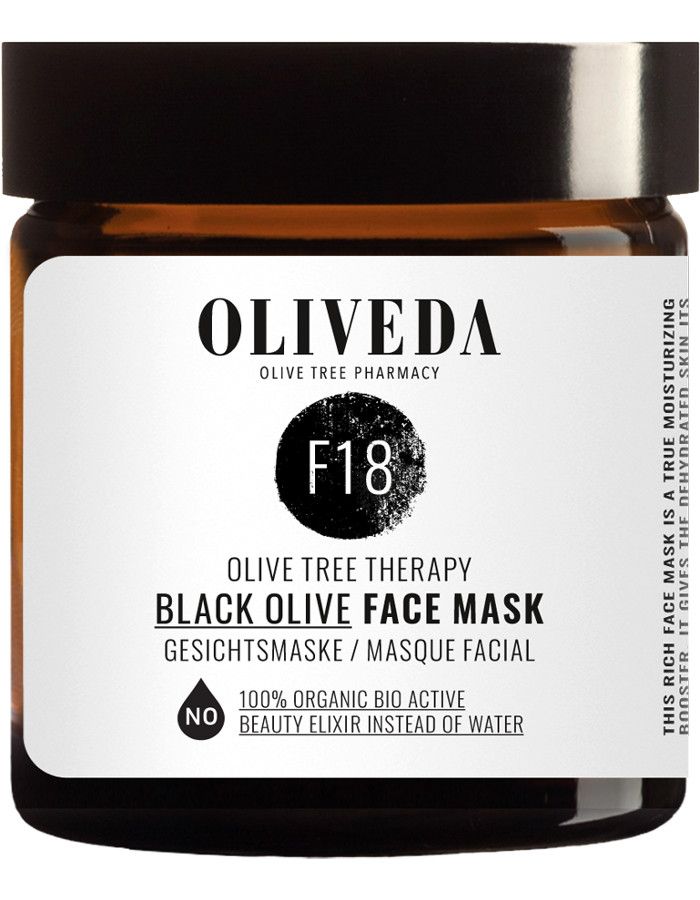 Oliveda F18 Rejuvenating Black Olive Face Mask geeft je binnen 15 minuten een frisse, stralende en gezonde huid.