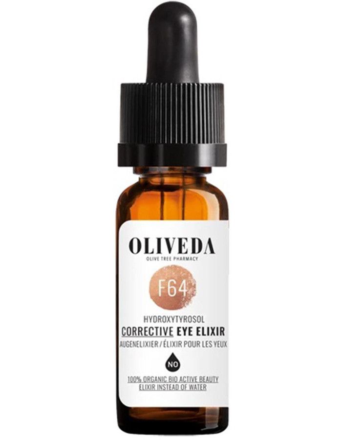 Oliveda F64 Corrective Eye Elixir om de natuurlijke activiteit van de huidcellen te verbeteren, waardoor de oogcontour een liftend effect krijgt en een stralende uitstraling krijgt.