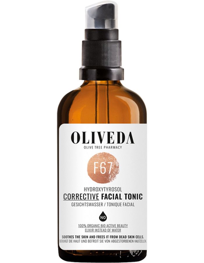 Oliveda F67 Corrective Facial Toner is een gezichtsreinigingslotion met lavendel die dode huidcellen verwijdert en de huid verfrist.
