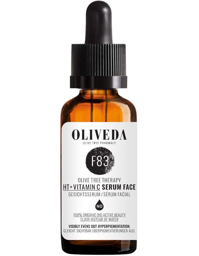 Oliveda F83 HT + Vitamin C Face Serum verbetert de huidskleur en stevigheid, vermindert pigmentvlekken, vlekken en huidonvolkomenheden en gaat huidveroudering.