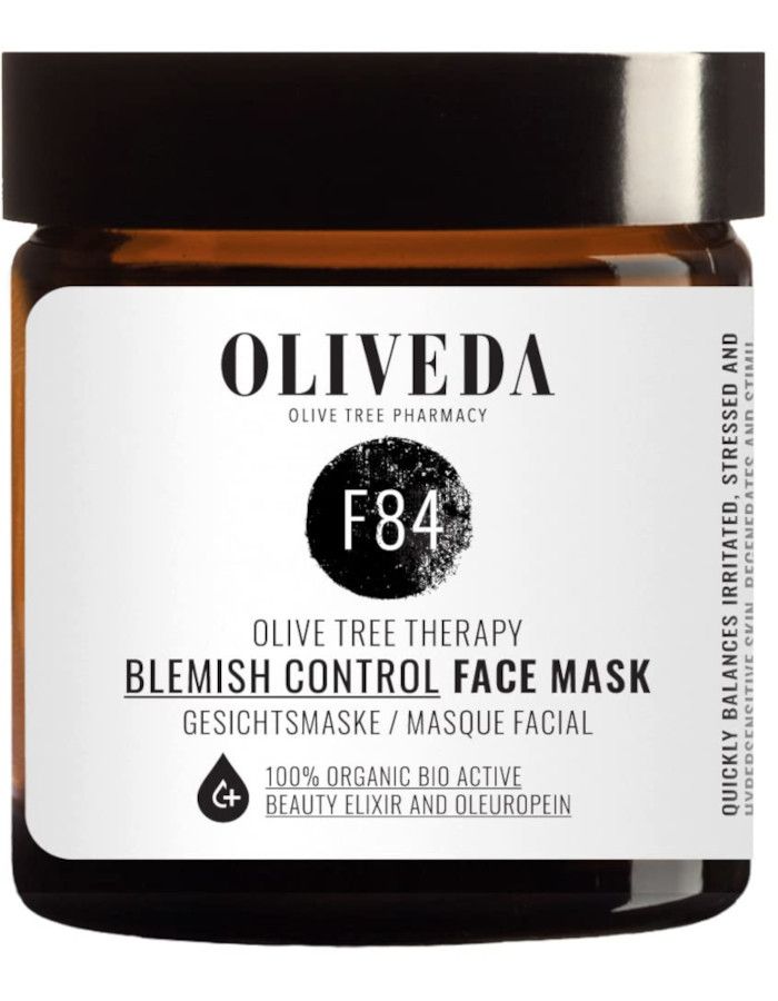 Oliveda F84 Blemish Control Face Mask brengt de rode, gestresste en overgevoelige huid in evenwicht