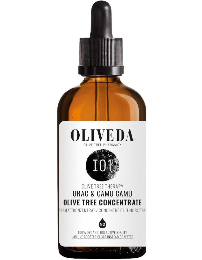 Oliveda I01 Orac & Camu Camu Olive Tree Concentrate is een uitstekende beauty- en immuunbooster die vroegtijdige huidveroudering helpt voorkomen door vrije radicalen op afstand te houden