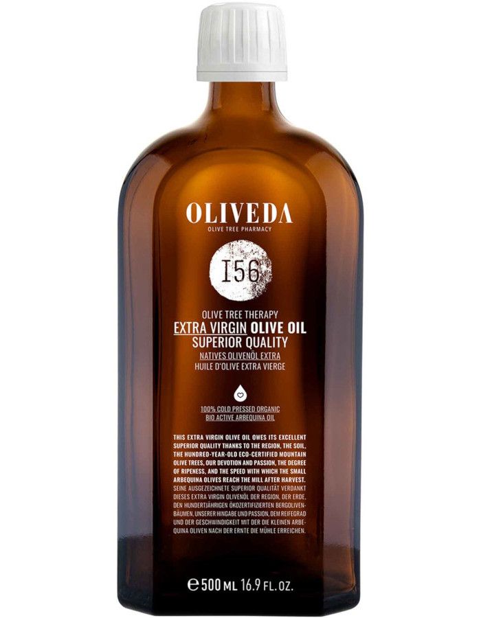Oliveda I56 Extra Virgin Olive Oil is een luxe, verfijnde olijfolie geïnspireerd op een sublieme mix van rijpe appels, groene olijven, wilde weidekruiden en zoete amandelen.