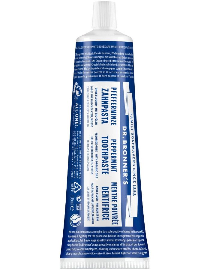 Dr Bronners Organic Peppermint Toothpaste 140gr 018787321102 snel, veilig en gemakkelijk online kopen bij Beauty4skin.nl