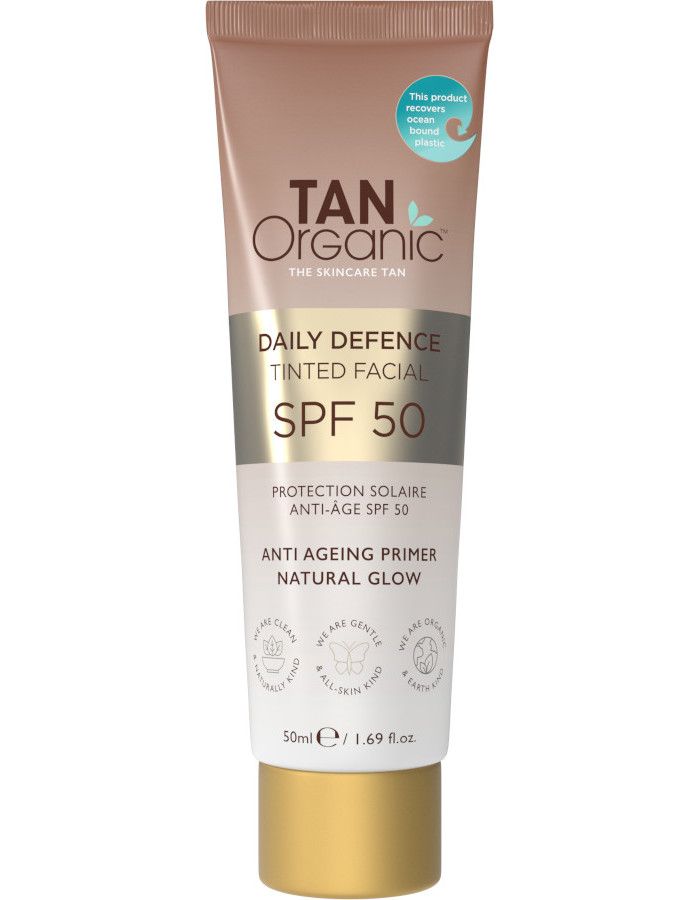TanOrganic Daily Defence Tinted Facial SPF50 biedt niet alleen een prachtige corrigerende teint, maar ook krachtige en veilige SPF50 bescherming en anti-aging voordelen.
