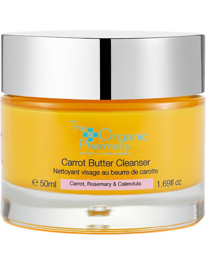 The Organic Pharmacy Carrot Butter Cleanser verwijdert onzuiverheden zoals stof, vuil en make-up, inclusief waterproof oogmake-up