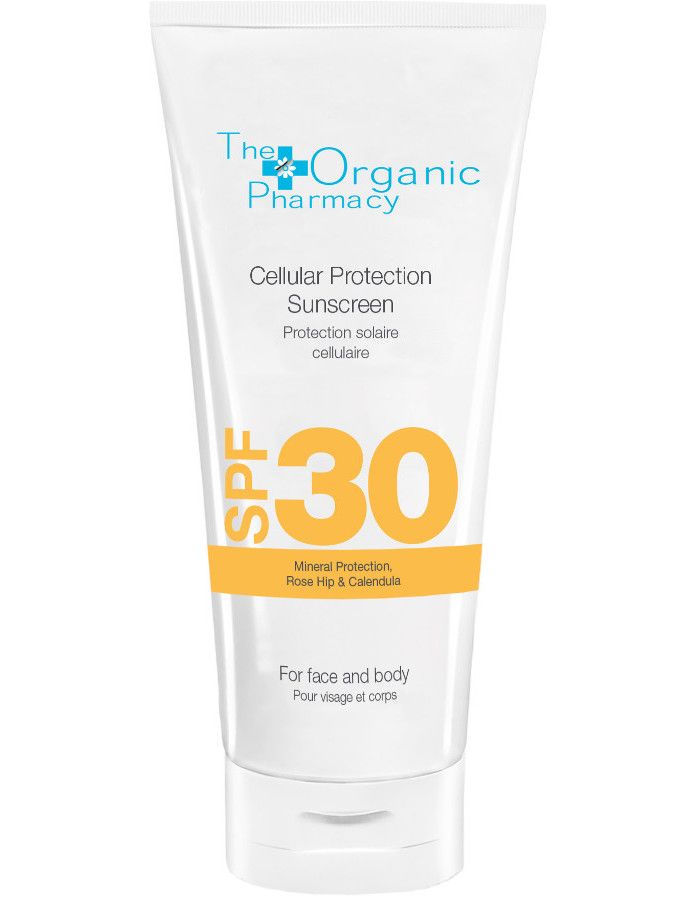 The Organic Pharmacy Cellular Protection Sunscreen Cream Spf30 hydraterende zonnebrandcrème met zinkoxide en titaniumdioxide voor een minerale bescherming tegen UVA- en UVB-stralen.
