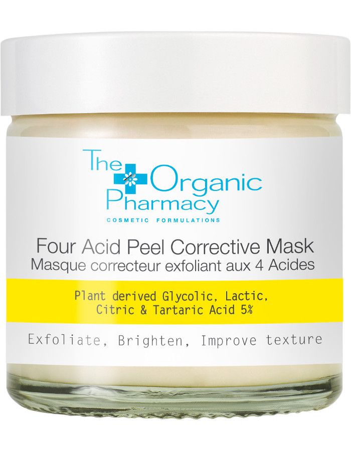 The Organic Pharmacy Four Acid Peel Corrective Mask is een zacht maar krachtig masker die huidvernieuwend en verhelderend werkt door de dode huidcellen zachtjes weg te polijsten.