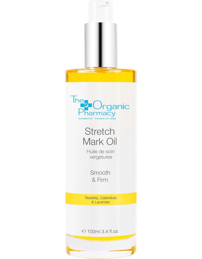 The Organic Pharmacy Stretch Mark Oil is de ideale metgezel om de huid zacht en soepel te houden tijdens de zwangerschap en om striae te helpen voorkomen.