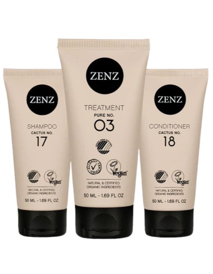 Zenz Organic Dry & Curly Trial Set 3-delig verzorgt je haar op een unieke wijze zonder het zwaar te maken, waardoor het ideaal is voor droog of krullend haar.