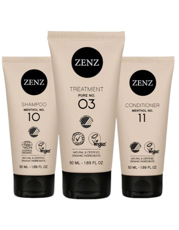 Zenz Organic Fine & Oily Trial Set 3-delig is een ideaal trial set om de basis haarverzorgingsproducten van Zenz voor vet en fijn haar uit te proberen.