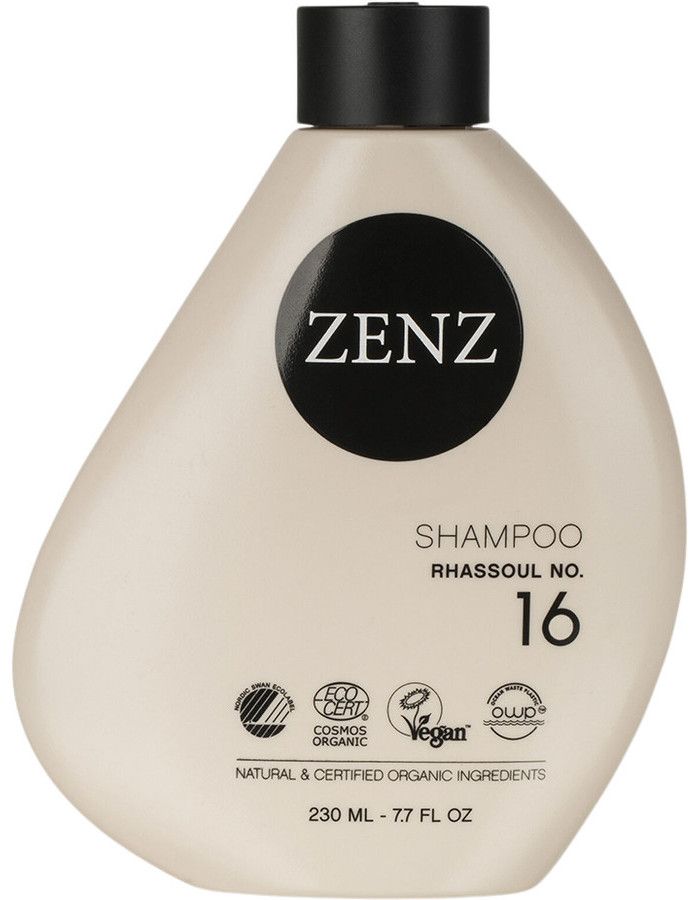 Zenz Organic Shampoo Rhassoul No 16 geeft vocht, kracht en vitaliteit aan alle haartypes, met een bijzondere focus op droog, krullend, gekleurd haar en een droge hoofdhuid.