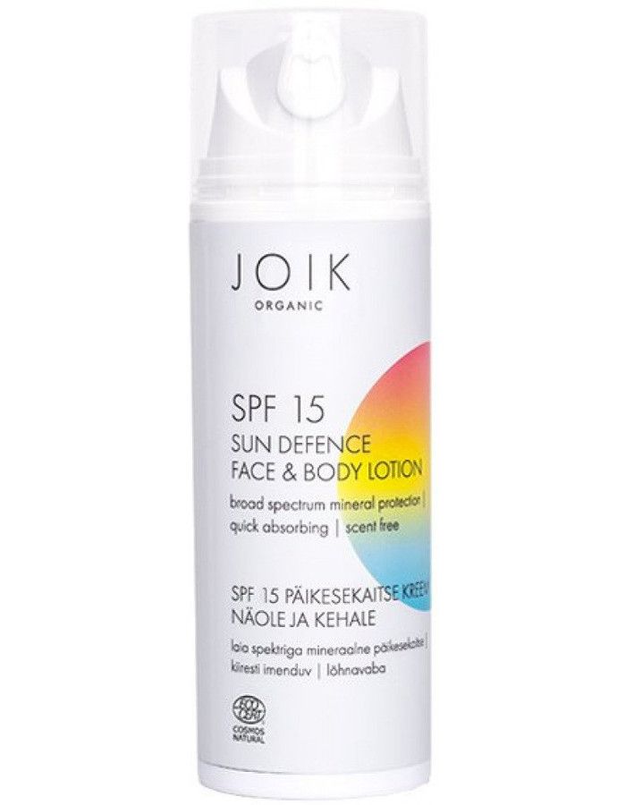 Joik Organic Spf15 Sun Defence Face & Body Lotion is een veilige, effectieve en zachte zonnebrandcrème met minerale filters van natuurlijke oorsprong